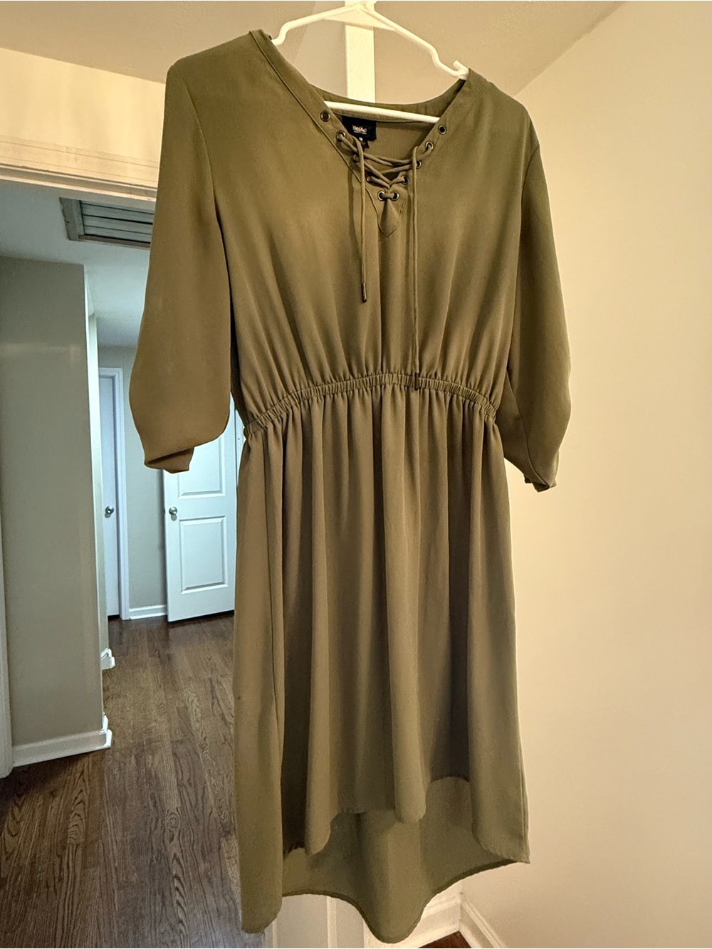 Missguided Olive Green Lace-Up High-Low Dress